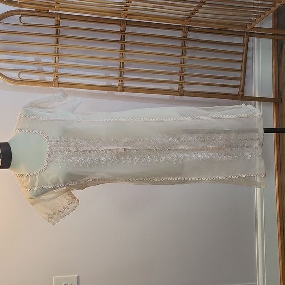 Vintage sheer pink robe embroidered with slit cover up